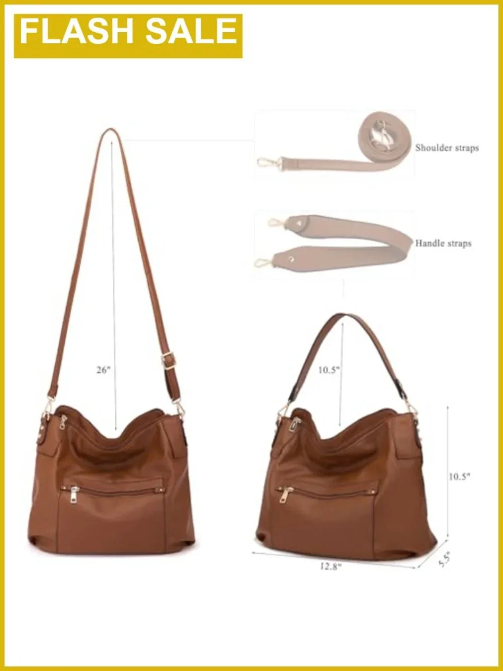 Large Hobo Handbags Purse and Wallet Set Crossbody Shoulder Bag Faux Leather